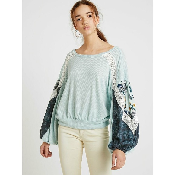 Free People Tops - Free People Blue Casual Clash Top